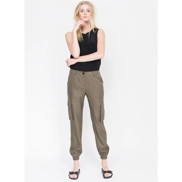 Quinn Fabiola Twill Cargo Pant Womens 4 Olive Green - Picture 1 of 6